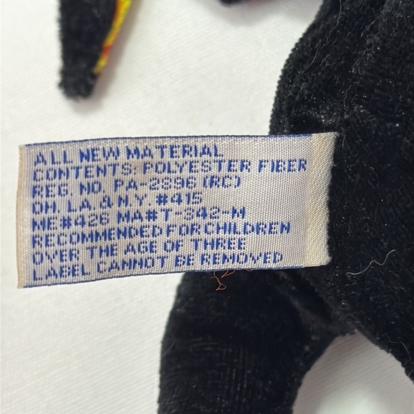 B J Toy Co Halloween 11" Black Yellow Vampire Fanged Bat Plush Flame Wings 2011 - Picture 7 of 7